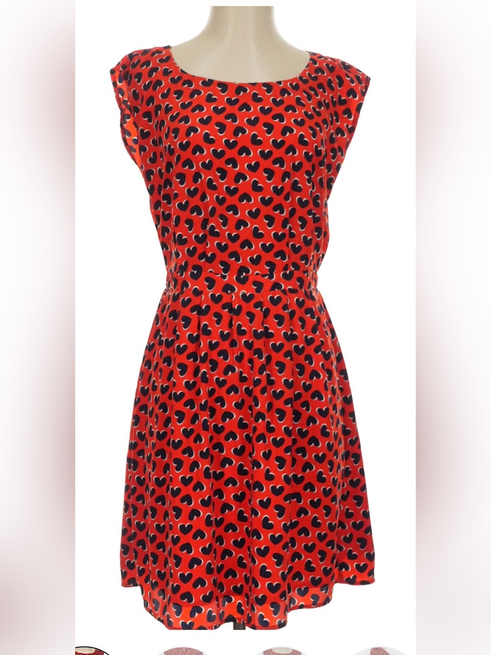 Old Navy Red Dress with Black Heart Print